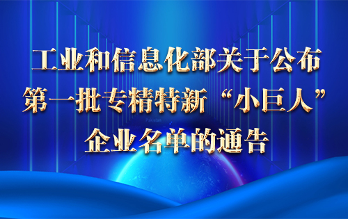 工业和信息化部关于公布第一批专精特新“小巨人”企业名单的通告